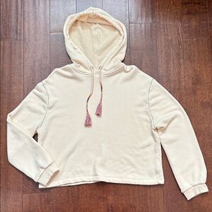 ba&sh Pale Apricot Hoodie with Multicolor Drawstrings, Size Small